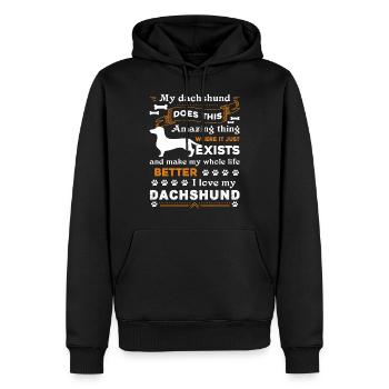 Dackel Ich liebe meinen Dackel - Männer Premium Bio Hoodie - Schwarz - Vorne - Nico (187cm)