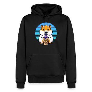 Kawaii Cute Boba Hamster Taro Bubble Pearl Milk - Sweat à capuche Premium bio Homme - noir - Devant - Nico (187cm)