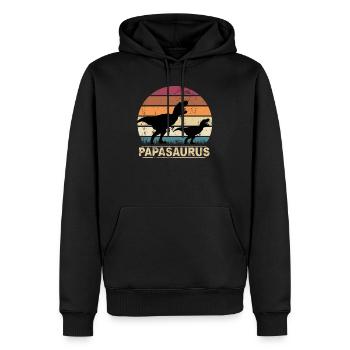 Papa Dino Vatertag Retro Papasaurus Geschenk - Männer Premium Bio Hoodie - Schwarz - Vorne - Nico (187cm)