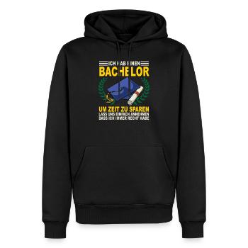Lustiges Geschenk für den Bachelor Abschluss - - Männer Premium Bio Hoodie - Schwarz - Vorne - Nico (187cm)