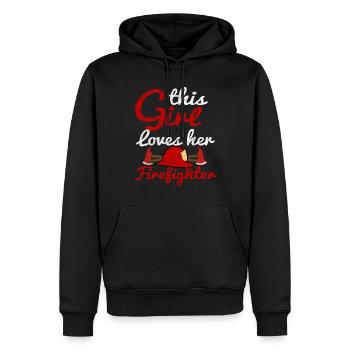 Service d'incendie femme pompier appel d'urgence clignotant - Sweat à capuche Premium bio Homme - noir - Devant - Nico (187cm)