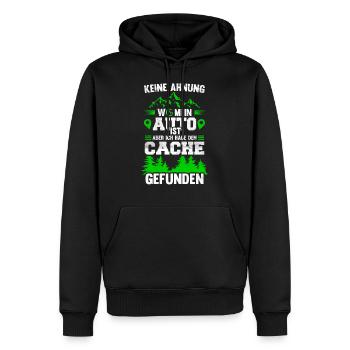 Geocacher Radar Lustiger Geocaching Spruch - Männer Premium Bio Hoodie - Schwarz - Vorne - Nico (187cm)