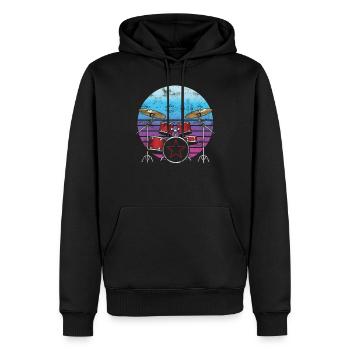 Batteur batterie batteur baguettes musique - Sweat à capuche Premium bio Homme - noir - Devant - Nico (187cm)