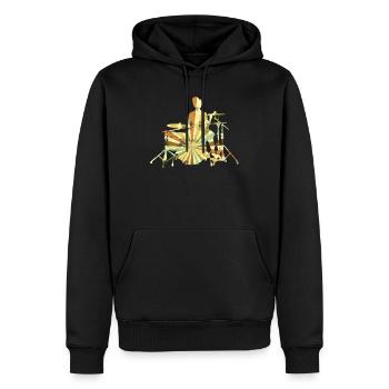 Percussion Batterie Drummer Drum Sticks Musique - Sweat à capuche Premium bio Homme - noir - Devant - Nico (187cm)