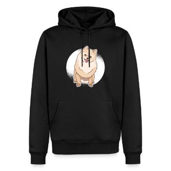 Pomeranian Zwergspitz Pommerscher Grafik - Männer Premium Bio Hoodie - Schwarz - Vorne - Nico (187cm)