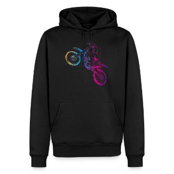 Abstrakte Kunst Wheelie Motocross Supermoto Enduro - Männer Premium Bio Hoodie - Schwarz - Vorne - Nico (187cm)