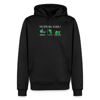 Fitness Dino Kraftsport Gym Dinosaurier Geschenk - Männer Premium Bio Hoodie - Schwarz - Vorne - Nico (187cm)