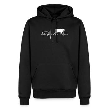 Kuh Herzschlag Bauer EKG Landwirt Geschenk - Männer Premium Bio Hoodie - Schwarz - Vorne - Nico (187cm)