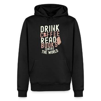 livre - Sweat à capuche Premium bio Homme - noir - Devant - Nico (187cm)