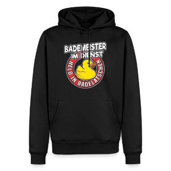 Bademeister Im Dienst Rettungsschwimmer Geschenk - Männer Premium Bio Hoodie - Schwarz - Vorne - Nico (187cm)