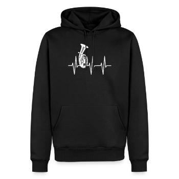 Tenorhorn - Musikinstrument Puls Herzschlag - Männer Premium Bio Hoodie - Schwarz - Vorne - Nico (187cm)