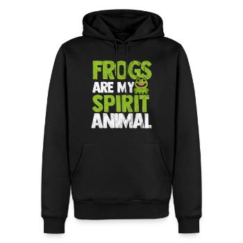 Frosch - Männer Premium Bio Hoodie - Schwarz - Vorne - Nico (187cm)