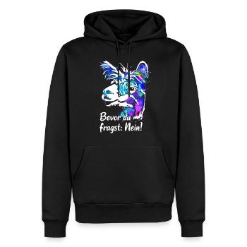 Alpaka Lama Bunt - Bevor du Fragst Nein - Männer Premium Bio Hoodie - Schwarz - Vorne - Nico (187cm)