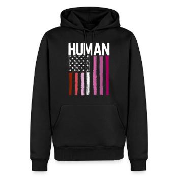 Chemise de fierté lesbienne humaine LGBT arc-en-ciel américain - Sweat à capuche Premium bio Homme - noir - Devant - Nico (187cm)