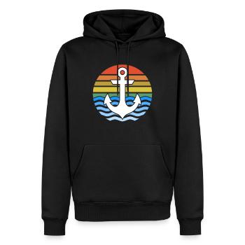 Ancre au coucher du soleil - Sweat à capuche Premium bio Homme - noir - Devant - Nico (187cm)