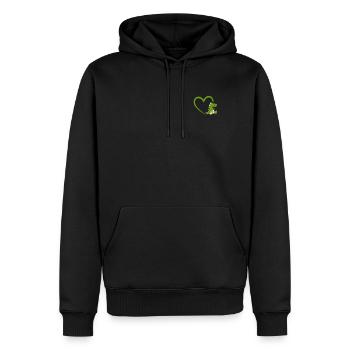 Cadeau de doigt du milieu dinosaure coeur dino - Sweat à capuche Premium bio Homme - noir - Devant - Nico (187cm)
