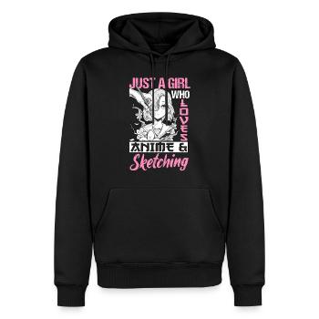 Just A Girl Whos Loves Anime Manga Otaku Dessin - Sweat à capuche Premium bio Homme - noir - Devant - Nico (187cm)