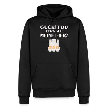 Guckst du etwa auf meine Eier, Lustig zweideutig - Männer Premium Bio Hoodie - Schwarz - Vorne - Nico (187cm)