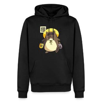 Lustige Japanische Zeichentrickfigur Tanuki Yokai - Männer Premium Bio Hoodie - Schwarz - Vorne - Nico (187cm)