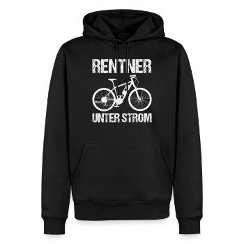 Rentner E-Bike Spruch - Männer Premium Bio Hoodie - Schwarz - Vorne - Nico (187cm)