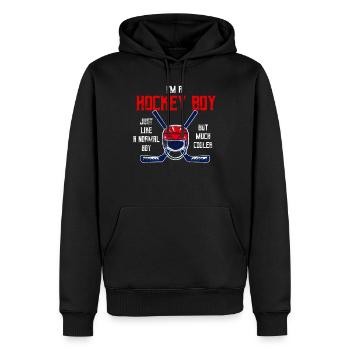 Hockey Boy Eishockey Spieler Junge Sohn Winter - Männer Premium Bio Hoodie - Schwarz - Vorne - Nico (187cm)