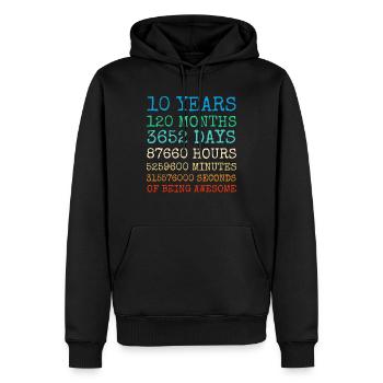 Youth Birthday10Years Vintage Retro Gift - Men’s Premium Organic Hoodie - black - Front - Nico (187cm)