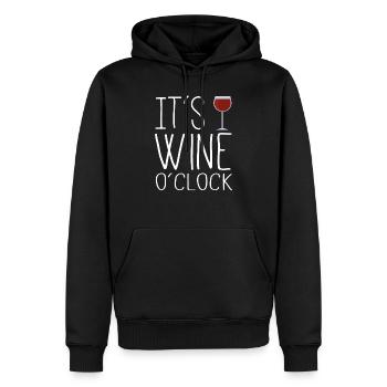 C'est l'heure du vin - il est temps de prendre un verre de vin - Sweat à capuche Premium bio Homme - noir - Devant - Nico (187cm)