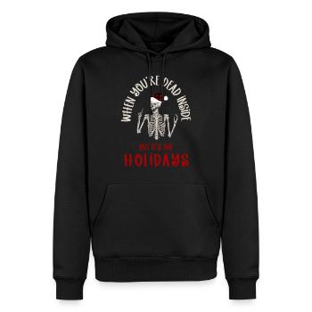 Funny Christmas Skeleton Art / Sarcastic Dead - Men’s Premium Organic Hoodie - black - Front - Nico (187cm)