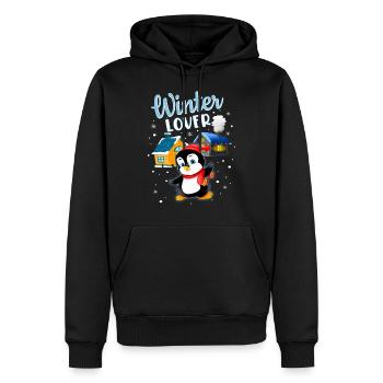 Hiver amour Noël Neige Pingouin - Sweat à capuche Premium bio Homme - noir - Devant - Nico (187cm)