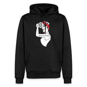 Chemise forte et jolie belle femme forte - Sweat à capuche Premium bio Homme - noir - Devant - Nico (187cm)