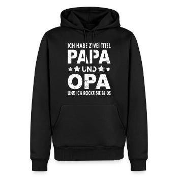 Papa Opa Spruch Ich habe zwei Titel Papa und Opa - Männer Premium Bio Hoodie - Schwarz - Vorne - Nico (187cm)