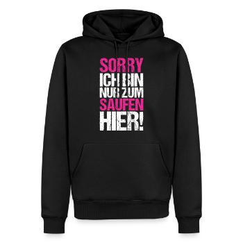 Bin nur zum Saufen hier - Männer Premium Bio Hoodie - Schwarz - Vorne - Nico (187cm)