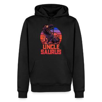 Unclesaurus TRex Shirt Onkel Saurus Retro 80er Jahre - Männer Premium Bio Hoodie - Schwarz - Vorne - Nico (187cm)