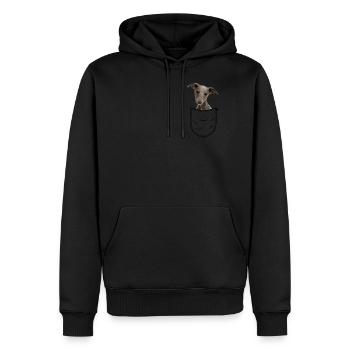 Poche poitrine Whippet Little English Greyhound - Sweat à capuche Premium bio Homme - noir - Devant - Nico (187cm)