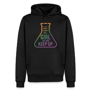 Future Science Girl Shirt I Know I Do Science - Men’s Premium Organic Hoodie - black - Front - Nico (187cm)