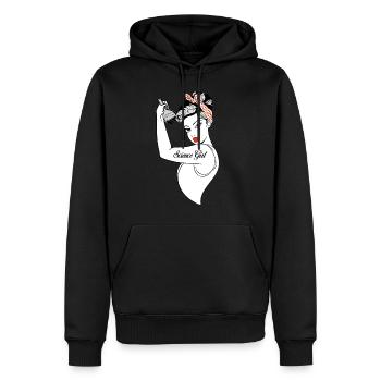 Future Science Girl Shirt Strong Woman Chemistry - Men’s Premium Organic Hoodie - black - Front - Nico (187cm)