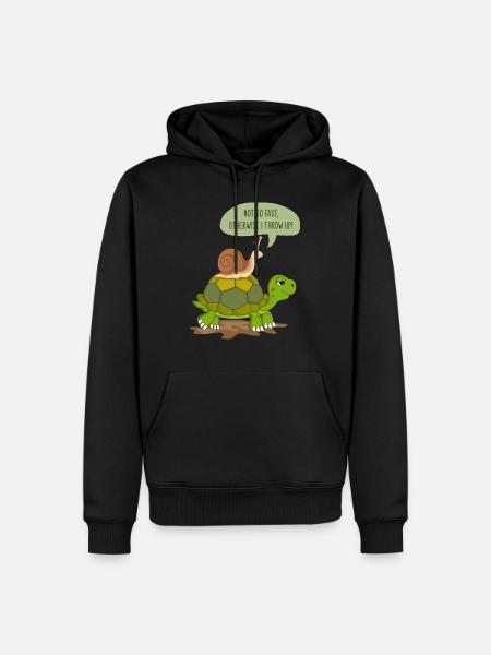 Schnecke & Schildkröte als Geschenk super Spruch - Männer Premium Bio Hoodie - Schwarz