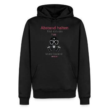 Abstand halten - riechst du den Furz - Männer Premium Bio Hoodie - Schwarz - Vorne - Nico (187cm)
