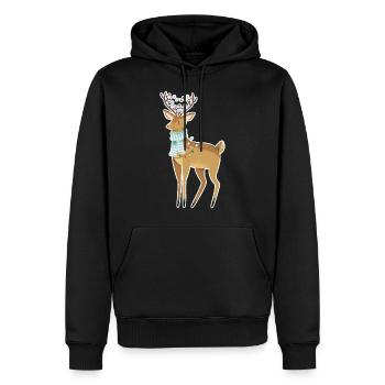 Noël cerf cerf cerf brun - Sweat à capuche Premium bio Homme - noir - Devant - Nico (187cm)