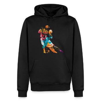 Danse Tango - Sweat à capuche Premium bio Homme - noir - Devant - Nico (187cm)