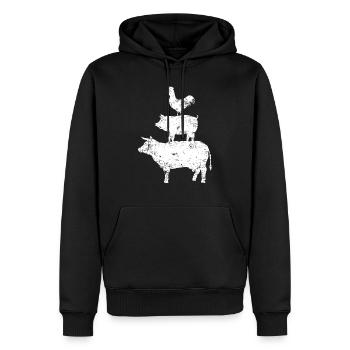 vache poulet poulet tour fermage ferme cadeau - Sweat à capuche Premium bio Homme - noir - Devant - Nico (187cm)