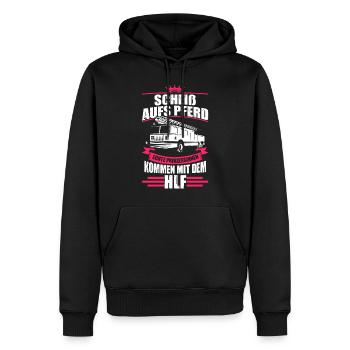 Feuerwehrfrau Prinzessin Feuerwehrauto HLF Geschen - Männer Premium Bio Hoodie - Schwarz - Vorne - Nico (187cm)