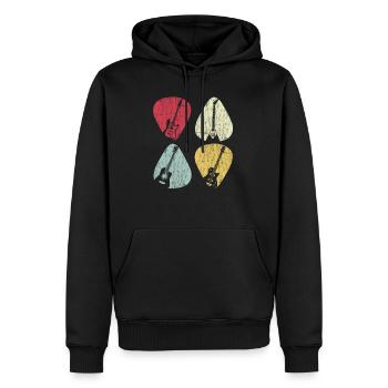 Plectre de guitare x4 pour guitariste Vintage - Sweat à capuche Premium bio Homme - noir - Devant - Nico (187cm)