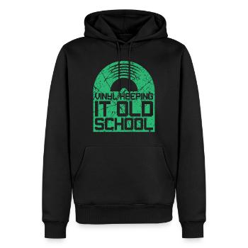 Vinyle Disques Tourne-disques Old School LPs - Sweat à capuche Premium bio Homme - noir - Devant - Nico (187cm)