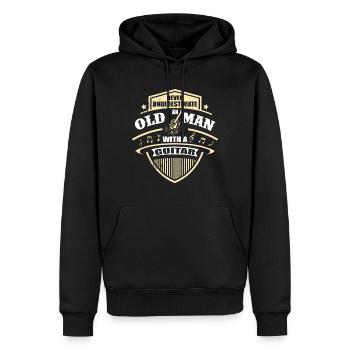 Gitarrist Old Man Gitarren Spieler Gitarrenlehrer - Männer Premium Bio Hoodie - Schwarz - Vorne - Nico (187cm)