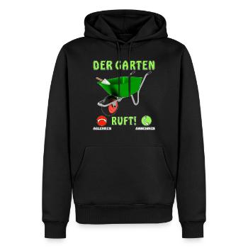 DER GARTEN RUFT - Männer Premium Bio Hoodie - Schwarz - Vorne - Nico (187cm)