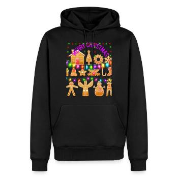Joyeux Noël, Joyeux Noël - Sweat à capuche Premium bio Homme - noir - Devant - Nico (187cm)