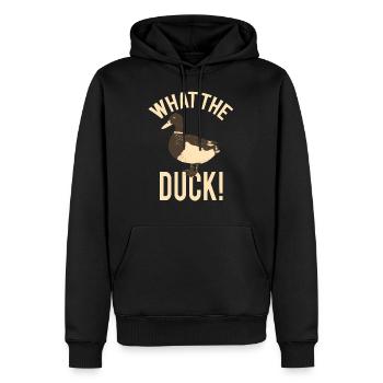 What The Duck - Lustige Ente Landwirt Bauer - Männer Premium Bio Hoodie - Schwarz - Vorne - Nico (187cm)