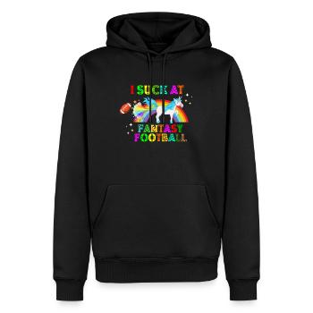 I Suck At Fantasy Football Einhorn Regenbogen - Männer Premium Bio Hoodie - Schwarz - Vorne - Nico (187cm)