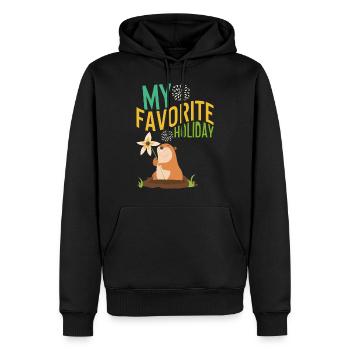 Chemise drôle de jour de la marmotte mes vacances préférées - Sweat à capuche Premium bio Homme - noir - Devant - Nico (187cm)